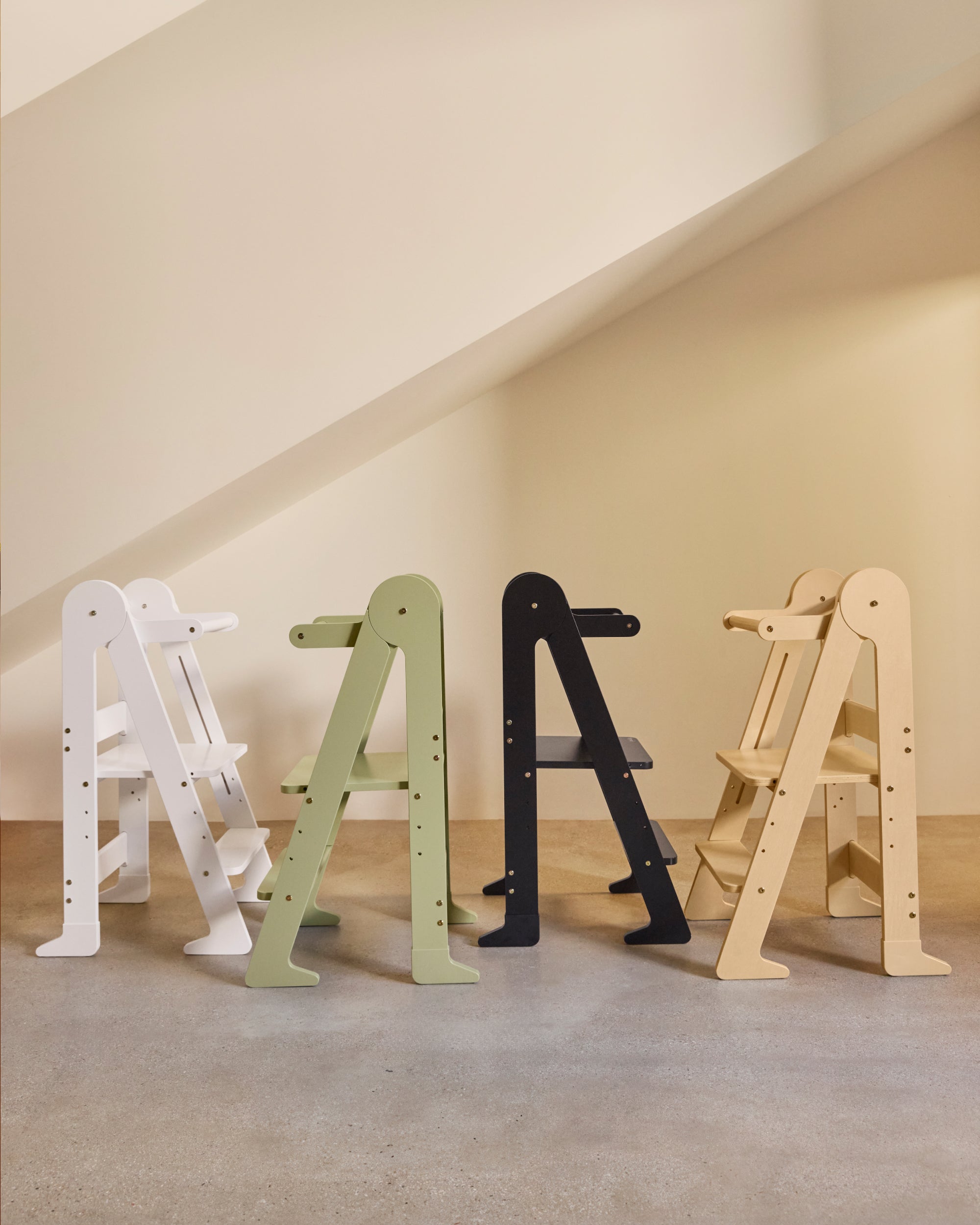 itchen helper tower, foldable learning tower, kitchen towers in four colors