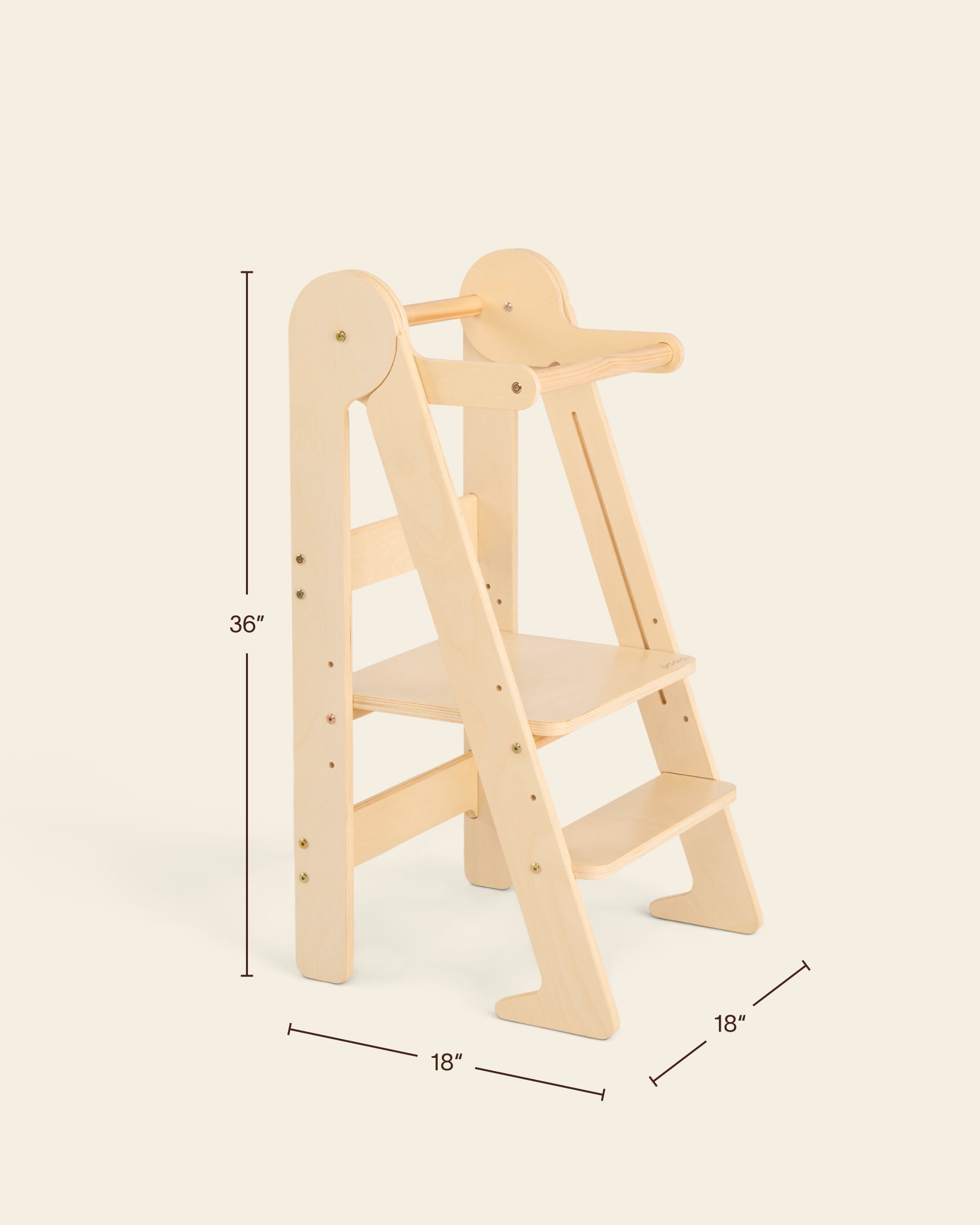 dimensions of natural foldable toddler tower, measurements of kitchen tower