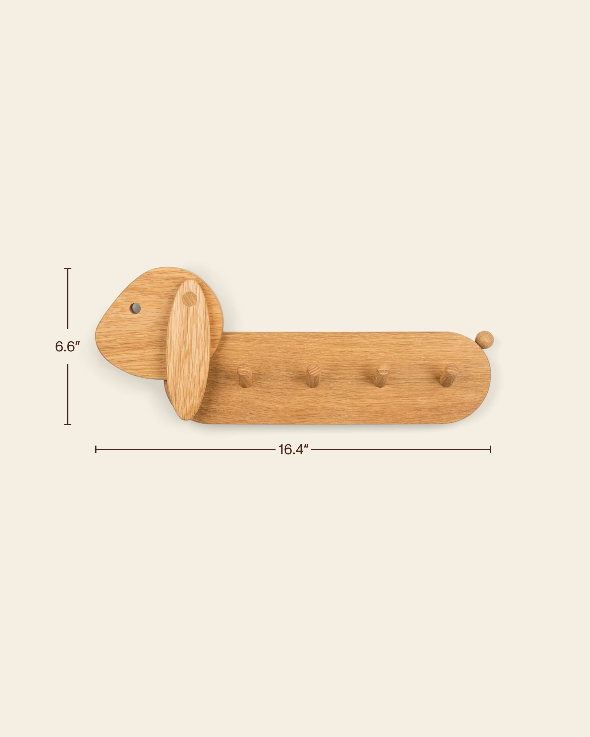 Dimensions of the Piccalio Coat Rack for children in the bunny style