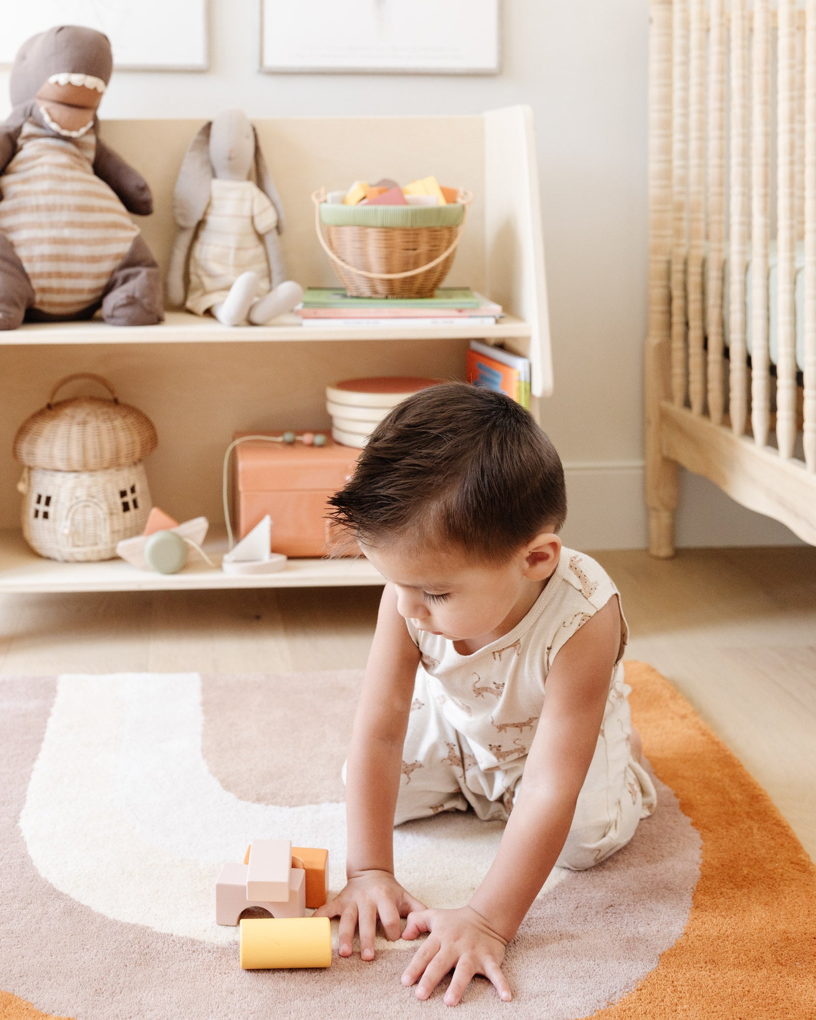 child play with toys with stackable play shelf