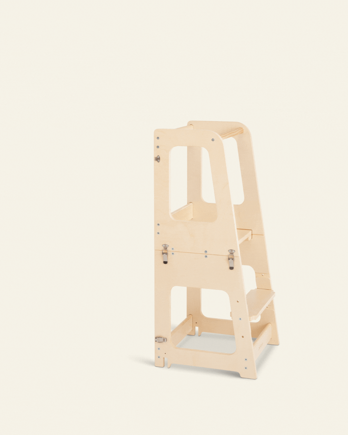 Piccalio convertible learning tower in a natural birch finish — a height-adjustable tower that converts into a table.