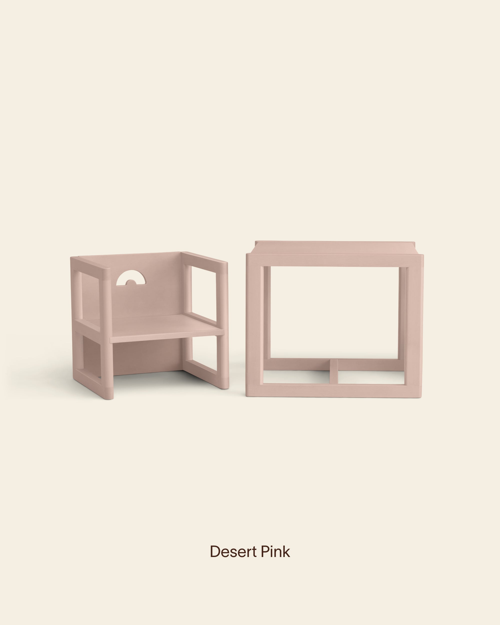 Desert Pink Piccalio Montessori toddler table and chair set for a colorful, modern playroom.