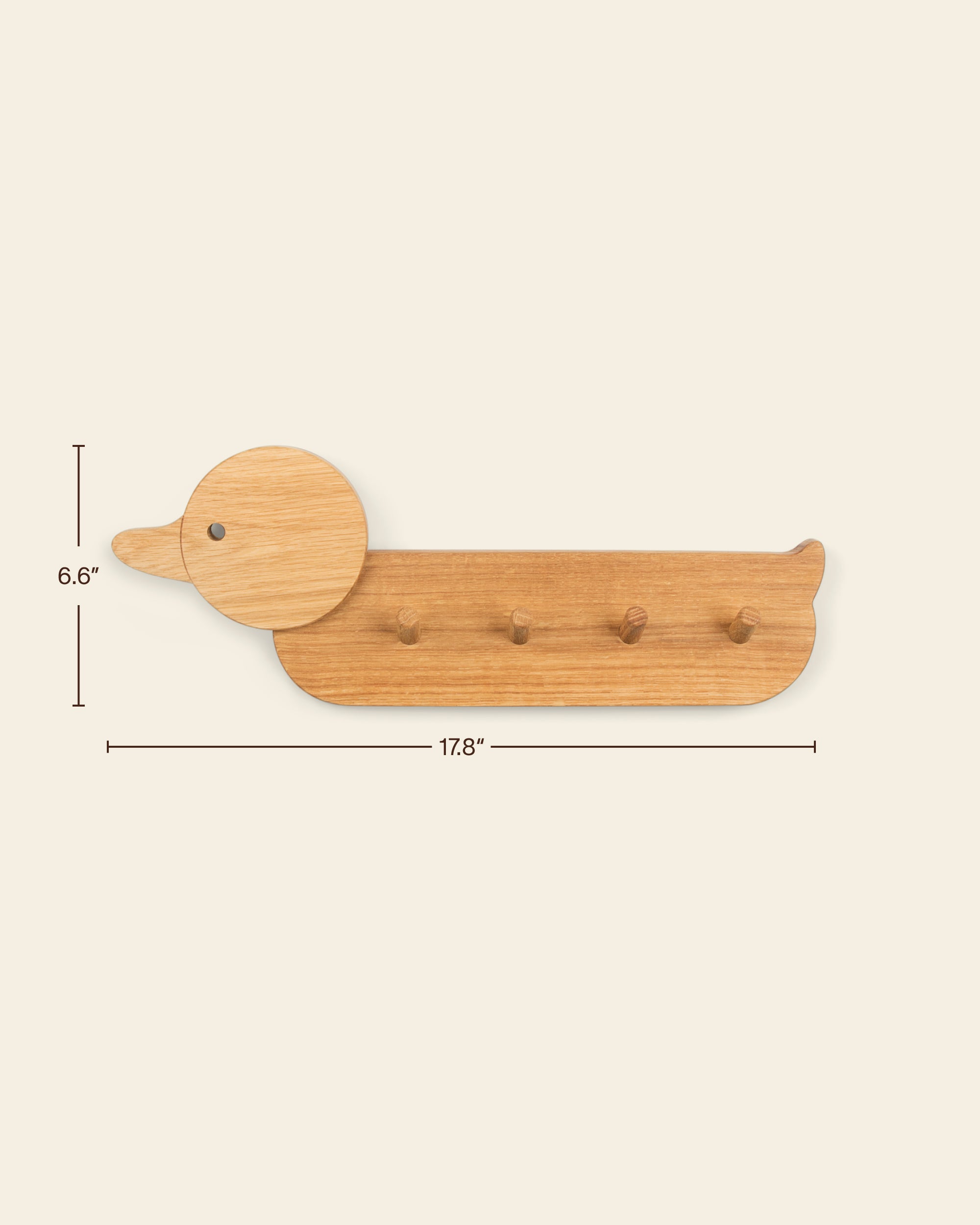 Dimensions of the Piccalio Coat Rack for children in the duck style