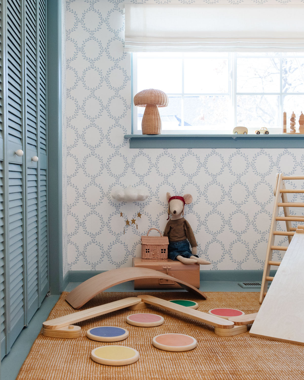 playroom with wooden toys