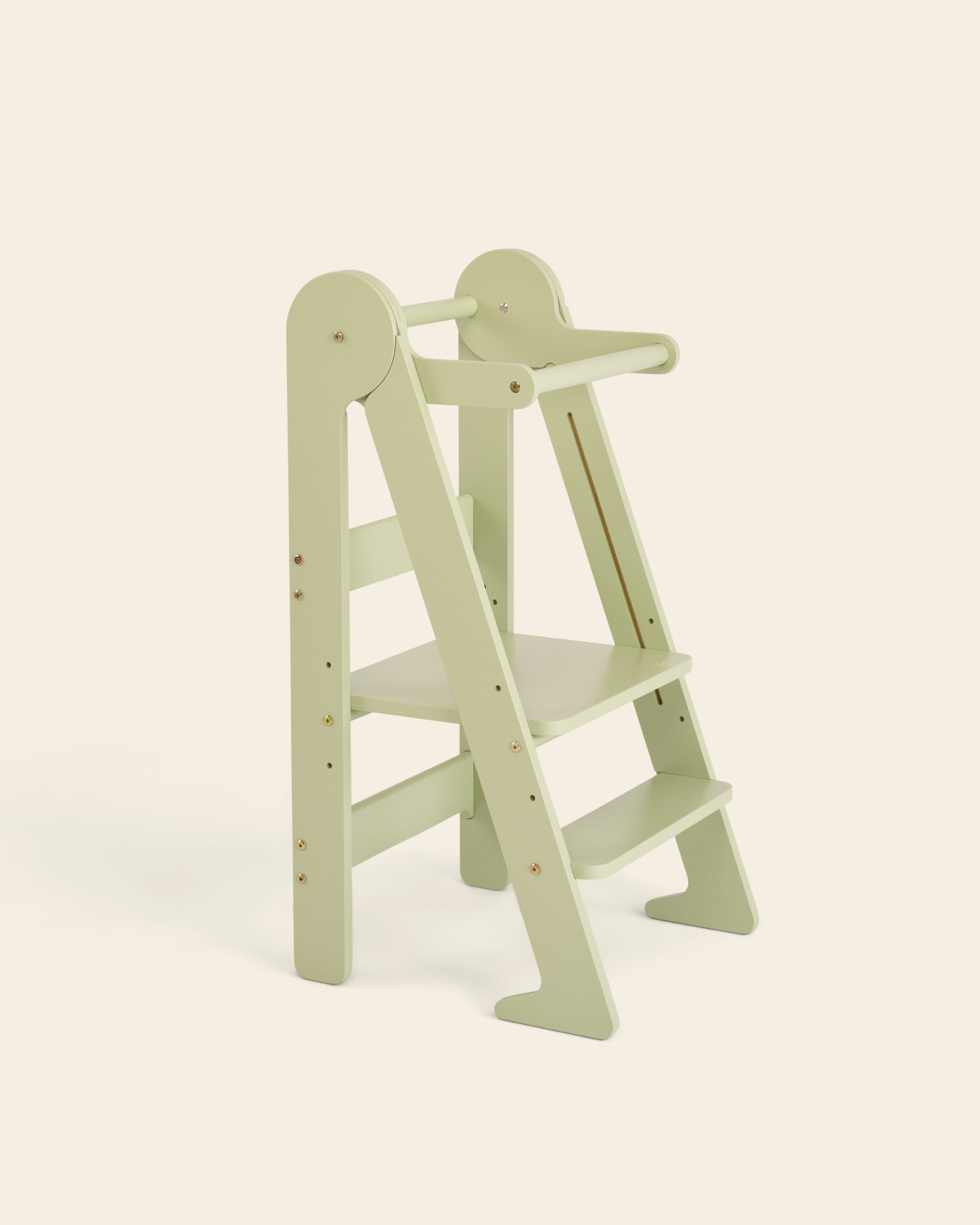 Piccalio wooden foldable toddler tower in a classic sage finish — a stable, height-adjustable Montessori platform designed to provide a safe and elevated standing surface for toddlers.
