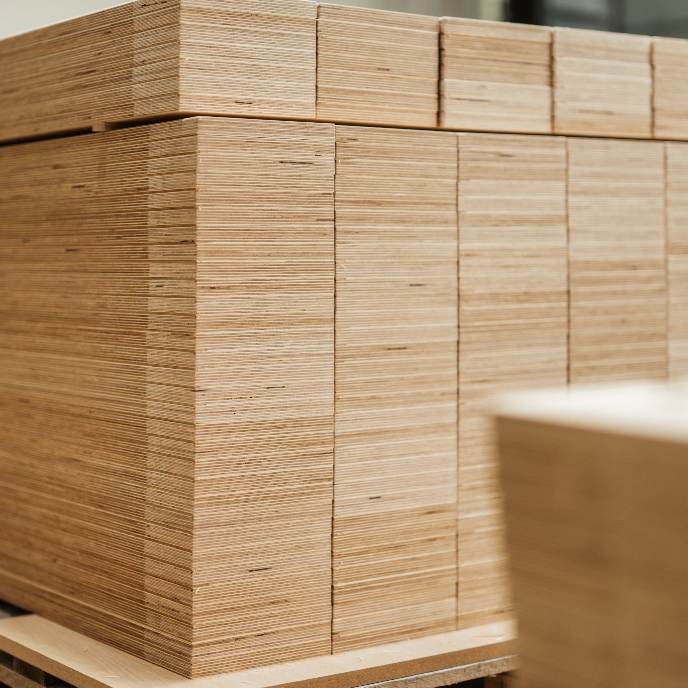 Detail of plywood craftsmanship on Piccalio furniture.
