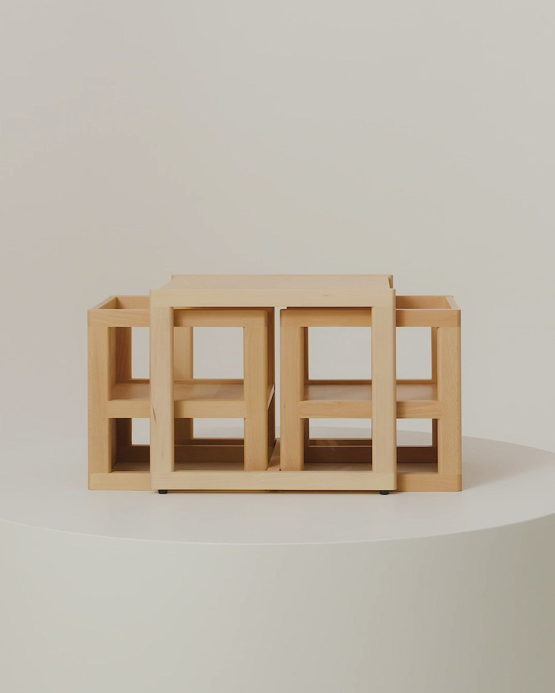 Video showing a 360 view of the Piccalio Toddler Table and Reversible chair set made of natural wood and a non-toxic finish